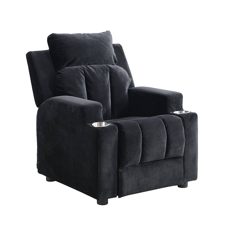 Alt View 2. GOODSILO - Kids Recliner Chair with Cup Holders, Footrest & Headrest - Upholstered Toddler Couch - Black.