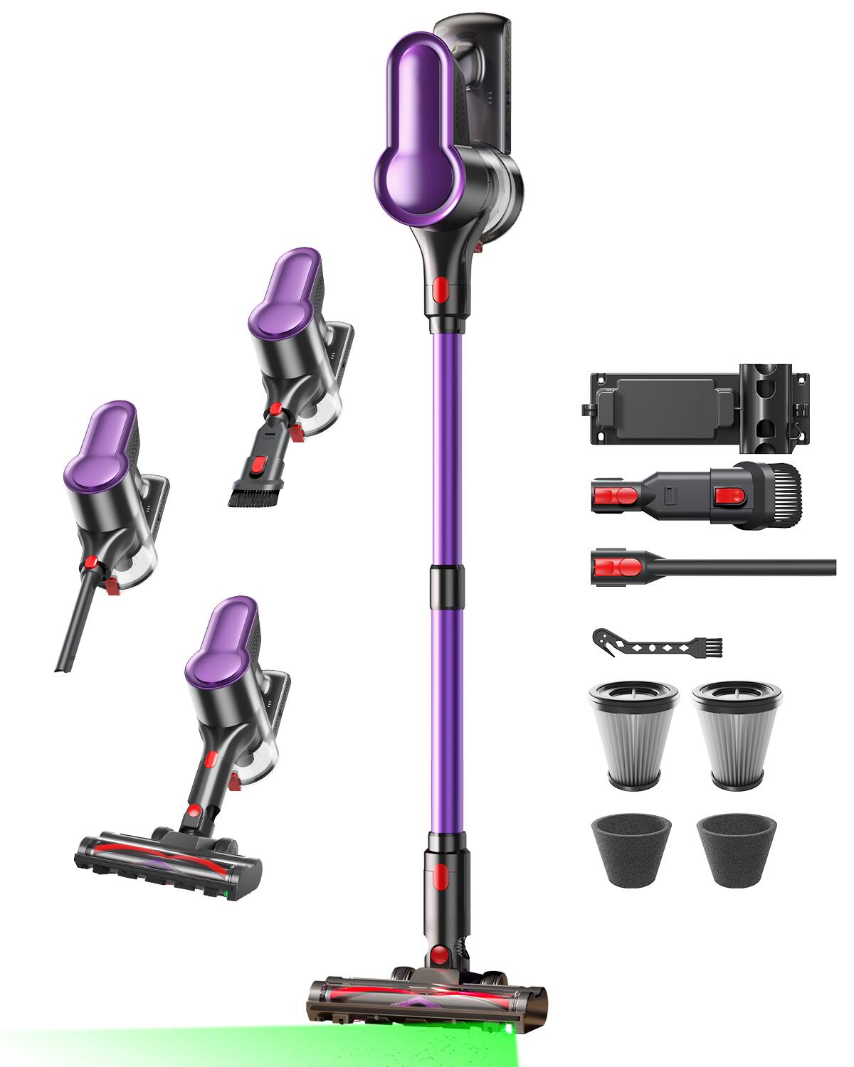 Front. Elephas - Cordless Vacuum Cleaner, 600W 55KPA 50Mins runtime Stick Vacuum, for Pet Hair, Carpets, Hard Floors - Purple - Purple.