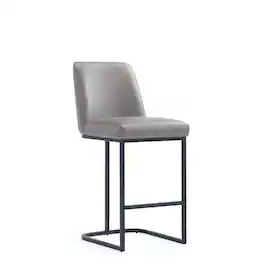 Manhattan Comfort - Serena Modern Metal Upholstered Counter Stool - Taupe