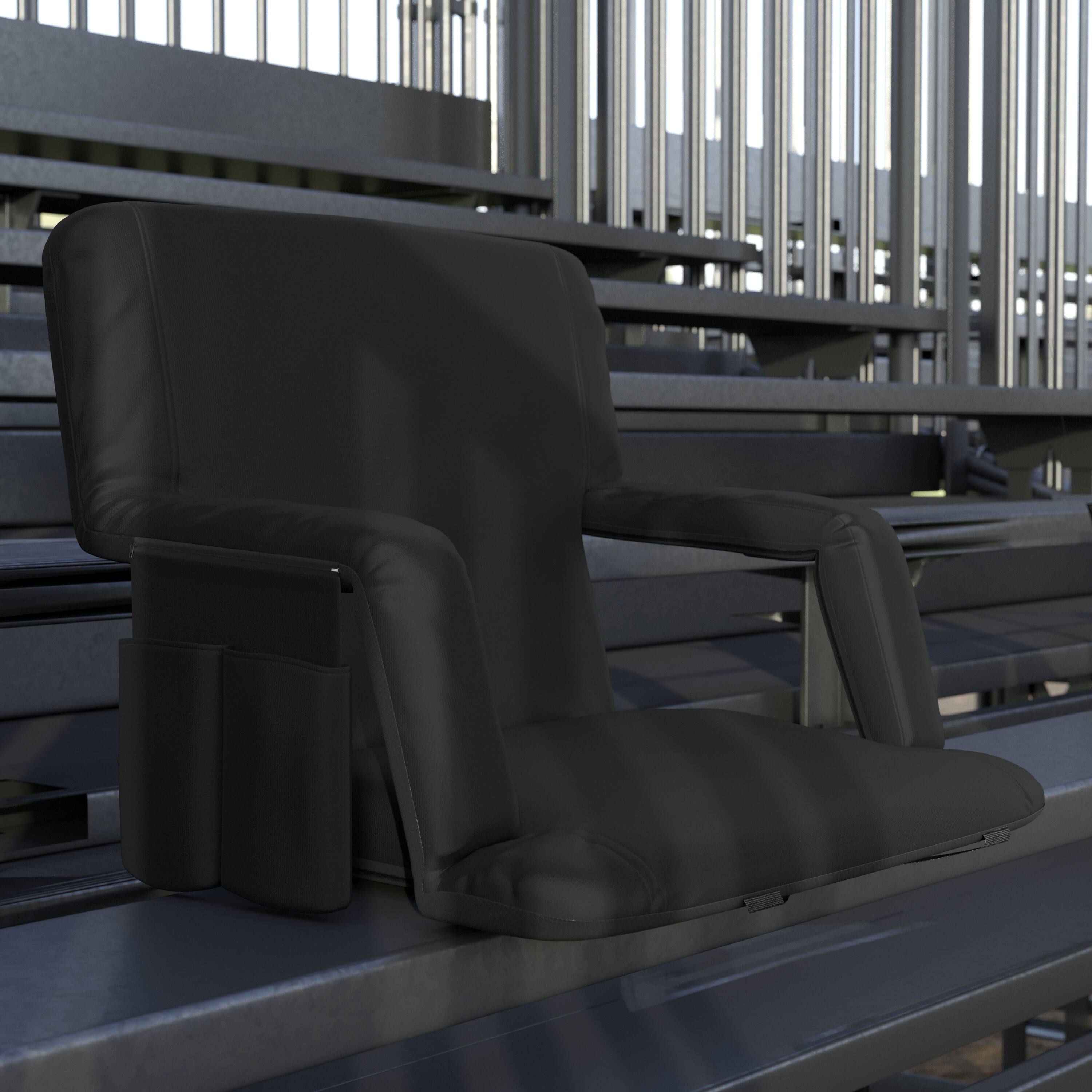 Alt View 1. Emma + Oliver - 5 Position Recline Extra Wide Padded Stadium Chair with Armrests - Black.