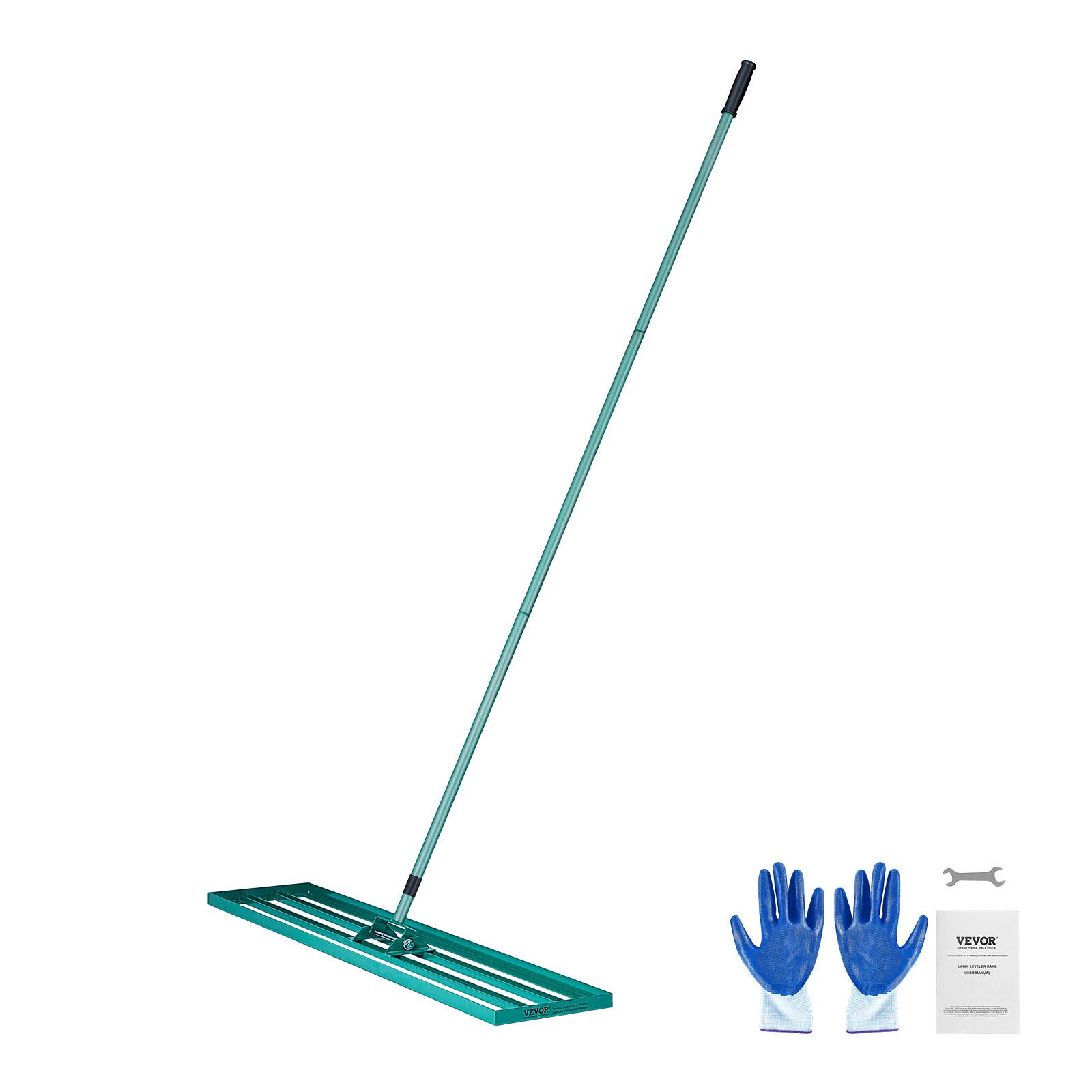 Alt View 5. VEVOR - Lawn Leveling Rake, 48"x10" Level Lawn Tool, Heavy-duty Lawn Leveler with 78" Steel Extended Handle, Yard Leveling Rake - Green.