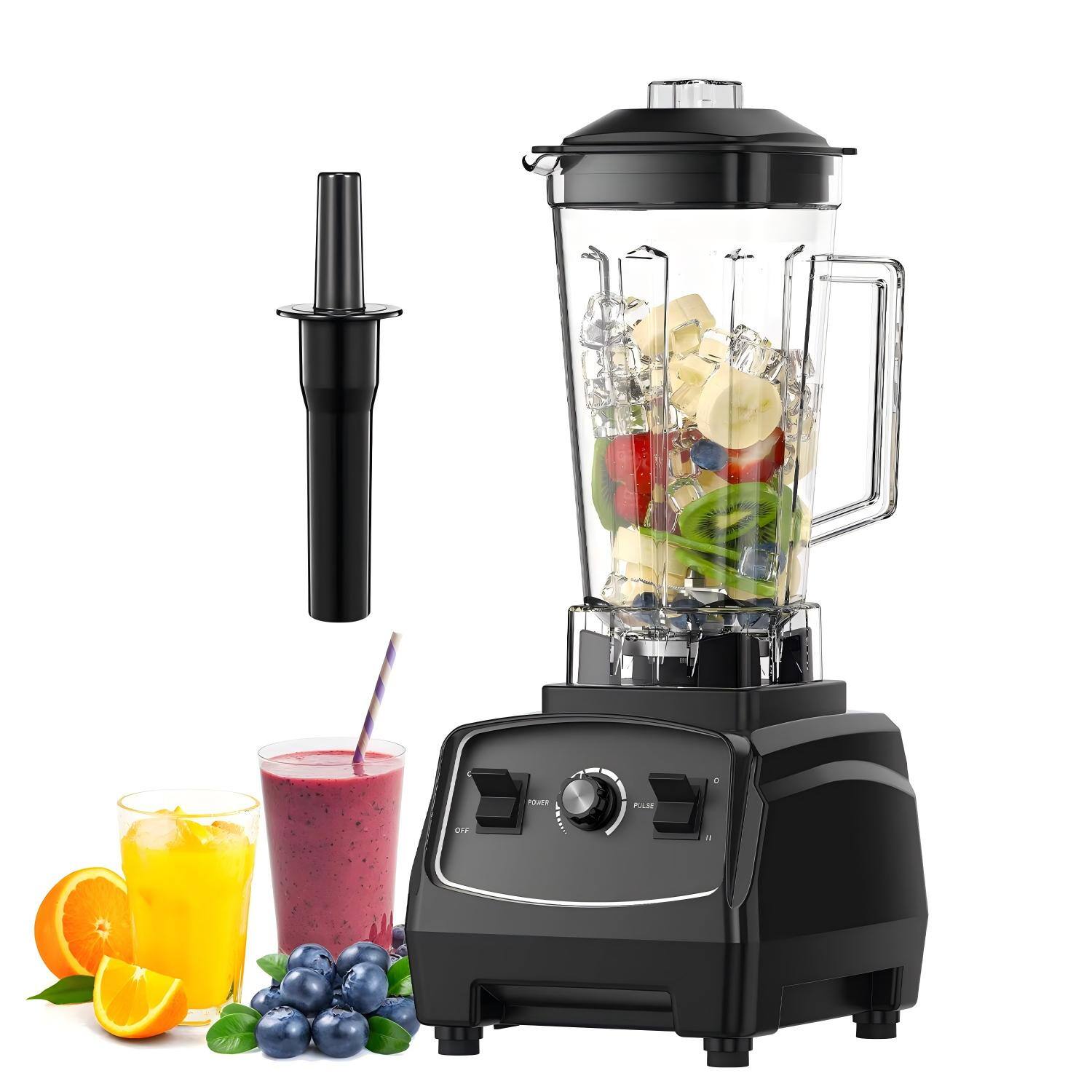 Front. Luckbyte - 3HP 2200W Commercial Blender Mixer Juicer Smoothie Maker - Black.