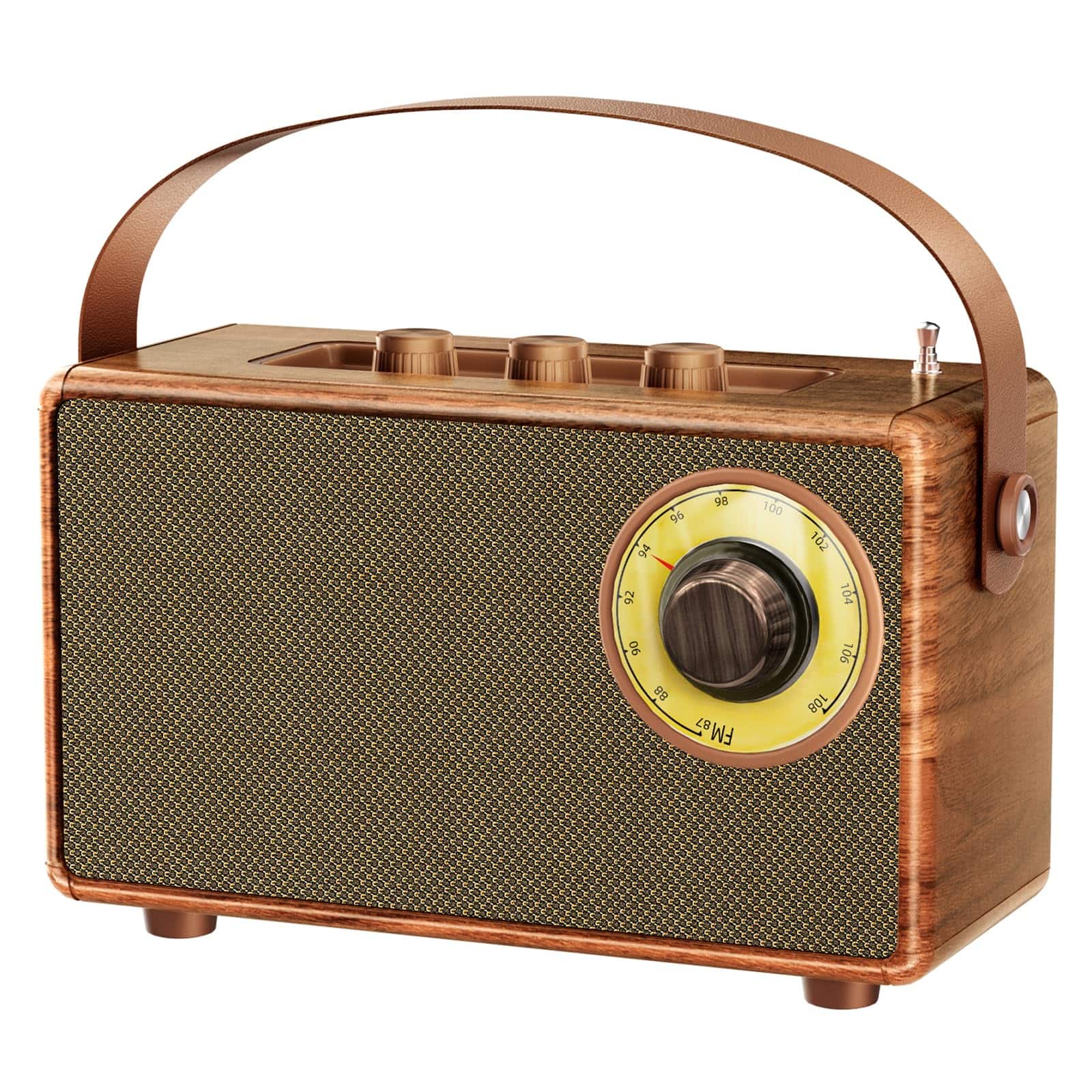 Dazzed Corner - Portable Retro Speaker Bluetooth Radio with FM Radio - Brown