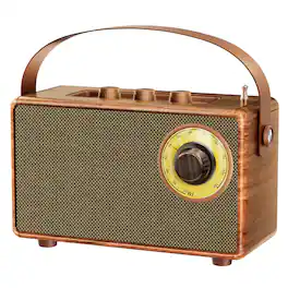 Dazzed Corner - Portable Retro Speaker Bluetooth Radio with FM Radio - Brown