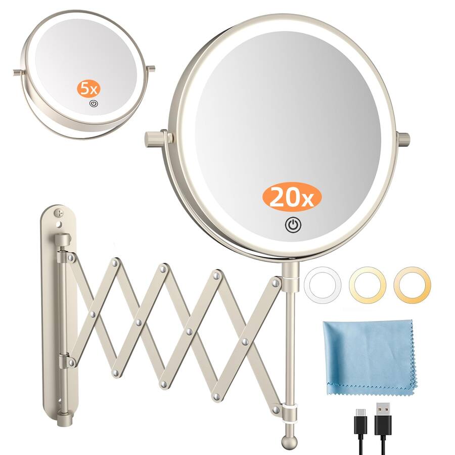 HM 1810 Rechargeable Wall Mounted Lighted Makeup Vanity Mirror ...