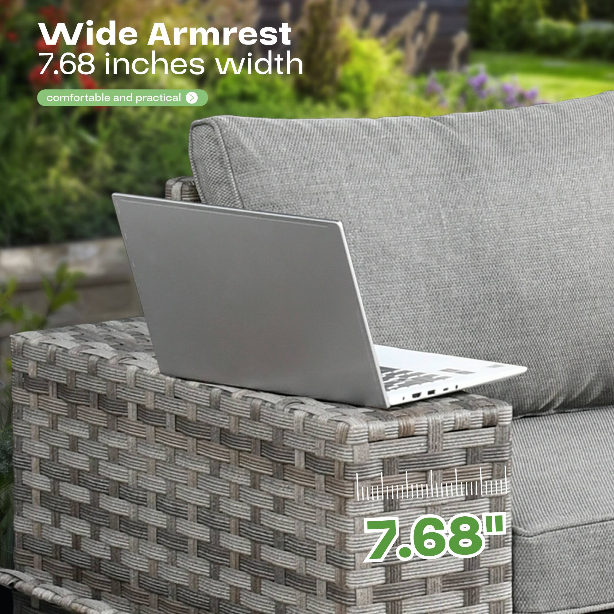 Wide Armrest  
7.68 inches width  
comfortable and practical