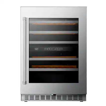 Front. Kucht - 24 in. Dual Zone 52-Wine Bottles Wine Cooler in Stainless Steel - Stainless Steel.