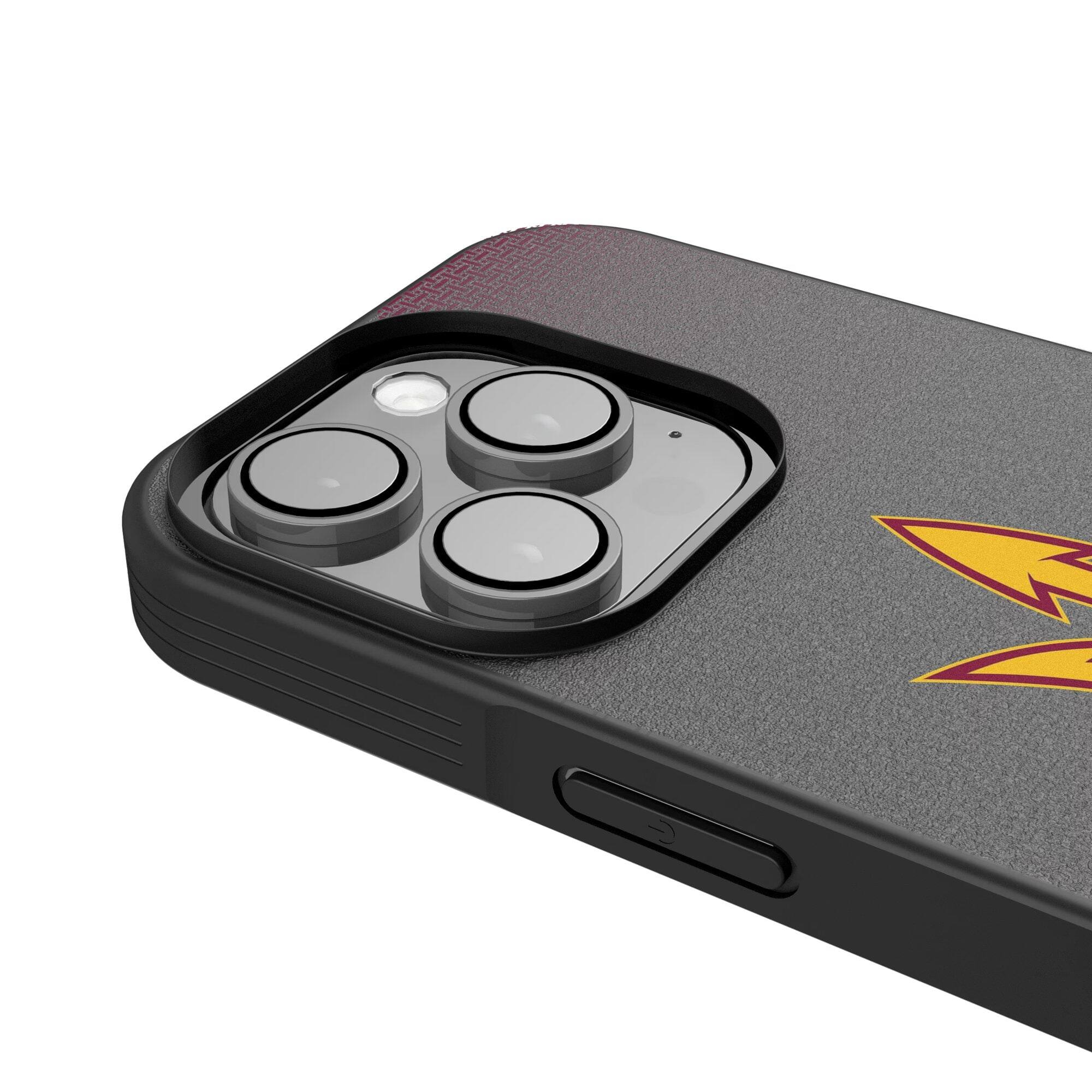 Alt View 3. Keyscaper - Arizona State Sun Devils Linen Logo iPhone Bump Case - 16 Pro - Black.