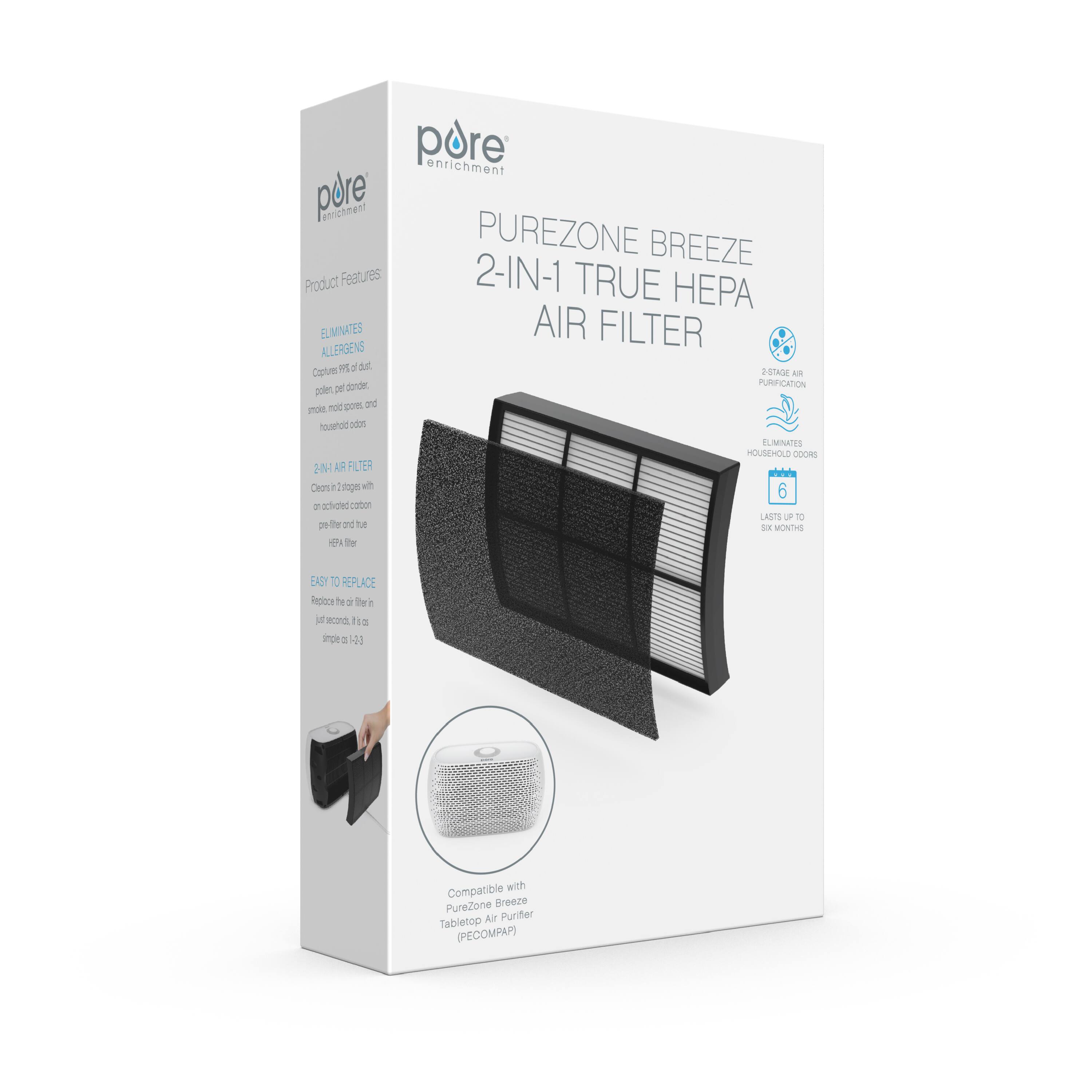 Alt View 15. Pure Enrichment - 2-in-1 True HEPA Replacement Filter for the PureZone Breeze Air Purifier (PECOMPAP) - Grey.