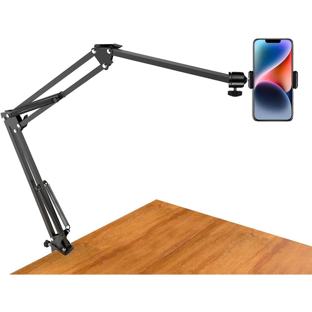 PARKER SLATER - Overhead tripod mount with long articulating arm, phone holder, and ball head, desktop clamp stand for live streaming