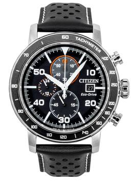Citizen - Brycen Chronograph Leather Strap Dial Eco-Drive CA0649-14E 100M Men's Watch - Black