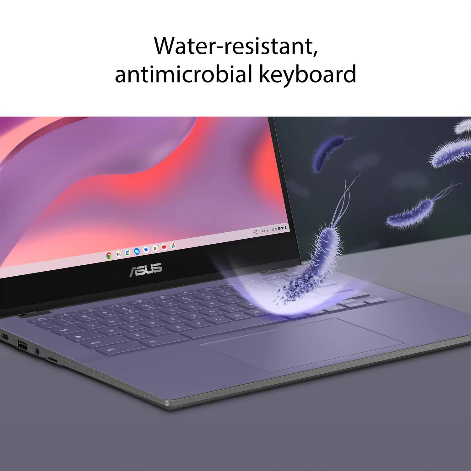 Water-resistant, antimicrobial keyboard