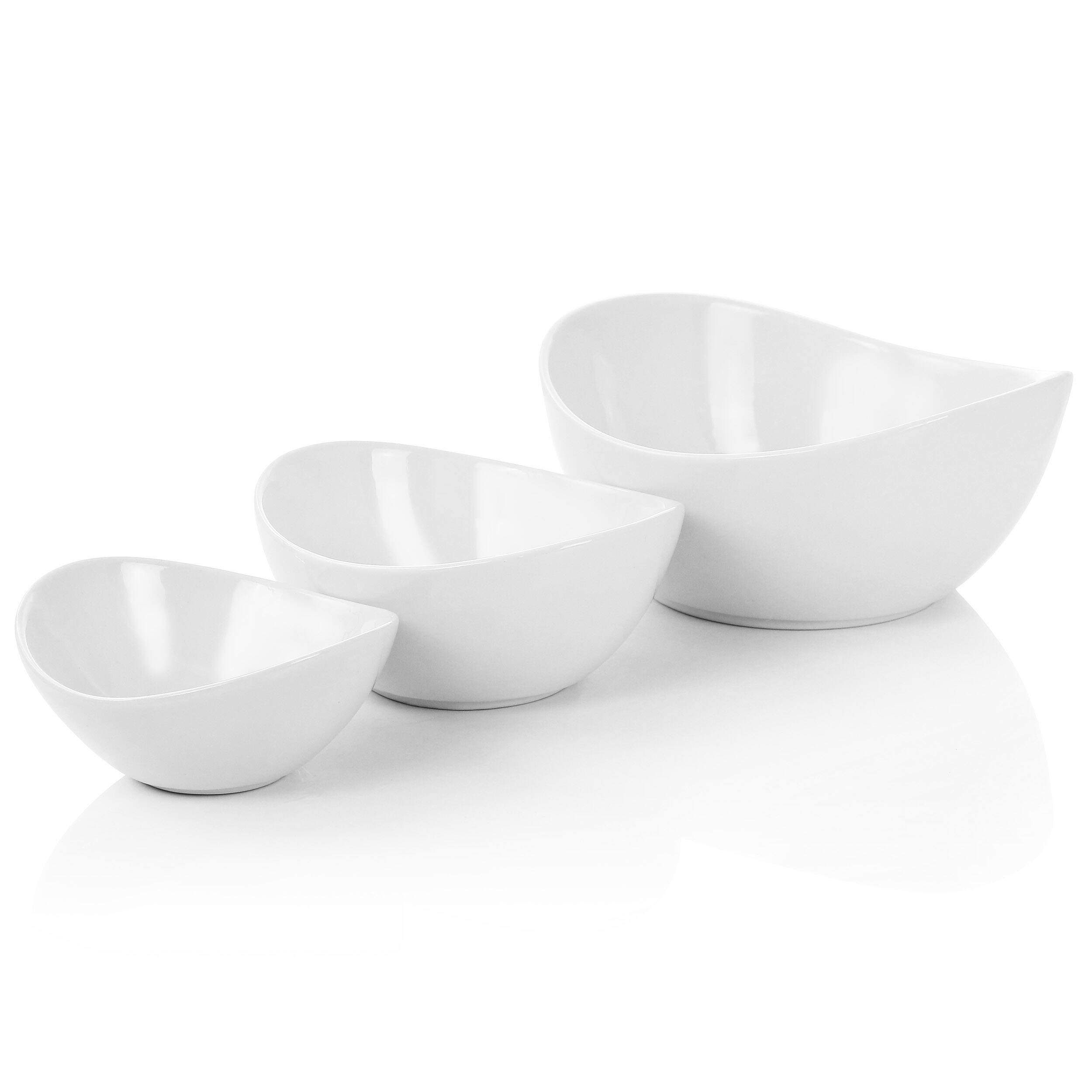 Alt View 5. Elama - Elama 3 Tier Oval Bowl Porcelain Serveware Set - White.