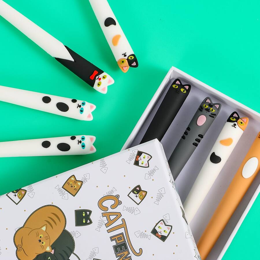 Paradigms Interiors 8 Cute Cats Design Gel Pens Ink Smooth Writing Cat paradigms-interiors-8-cute-cats-design-gel-pens-ink-smooth-writing-cat