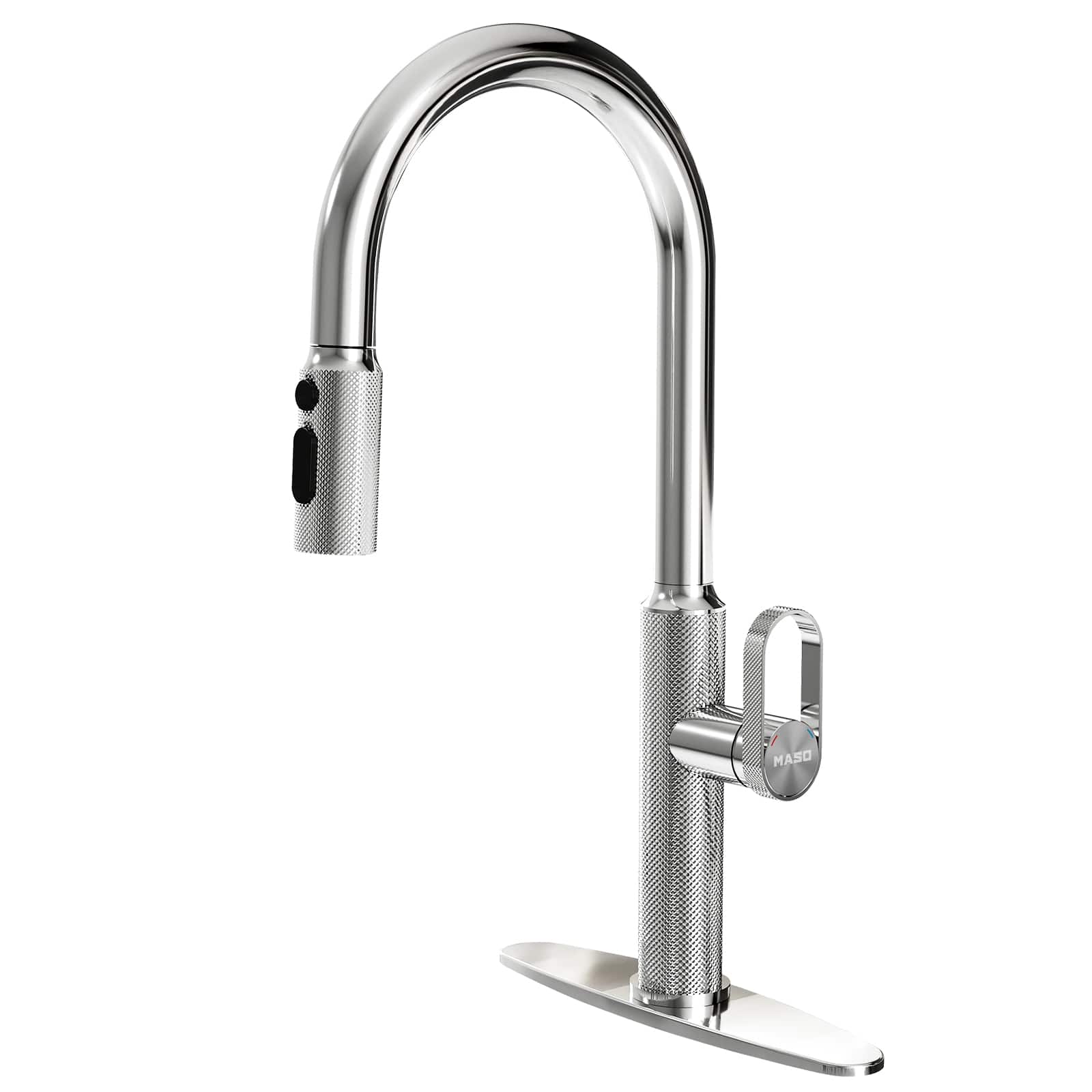 Pull-Out Kitchen Faucet with 360° Swivel Modern Black Rubber Neck Single Handle Single Hole Sink Faucet 2 Spray Modes price history on PriceWatchPro