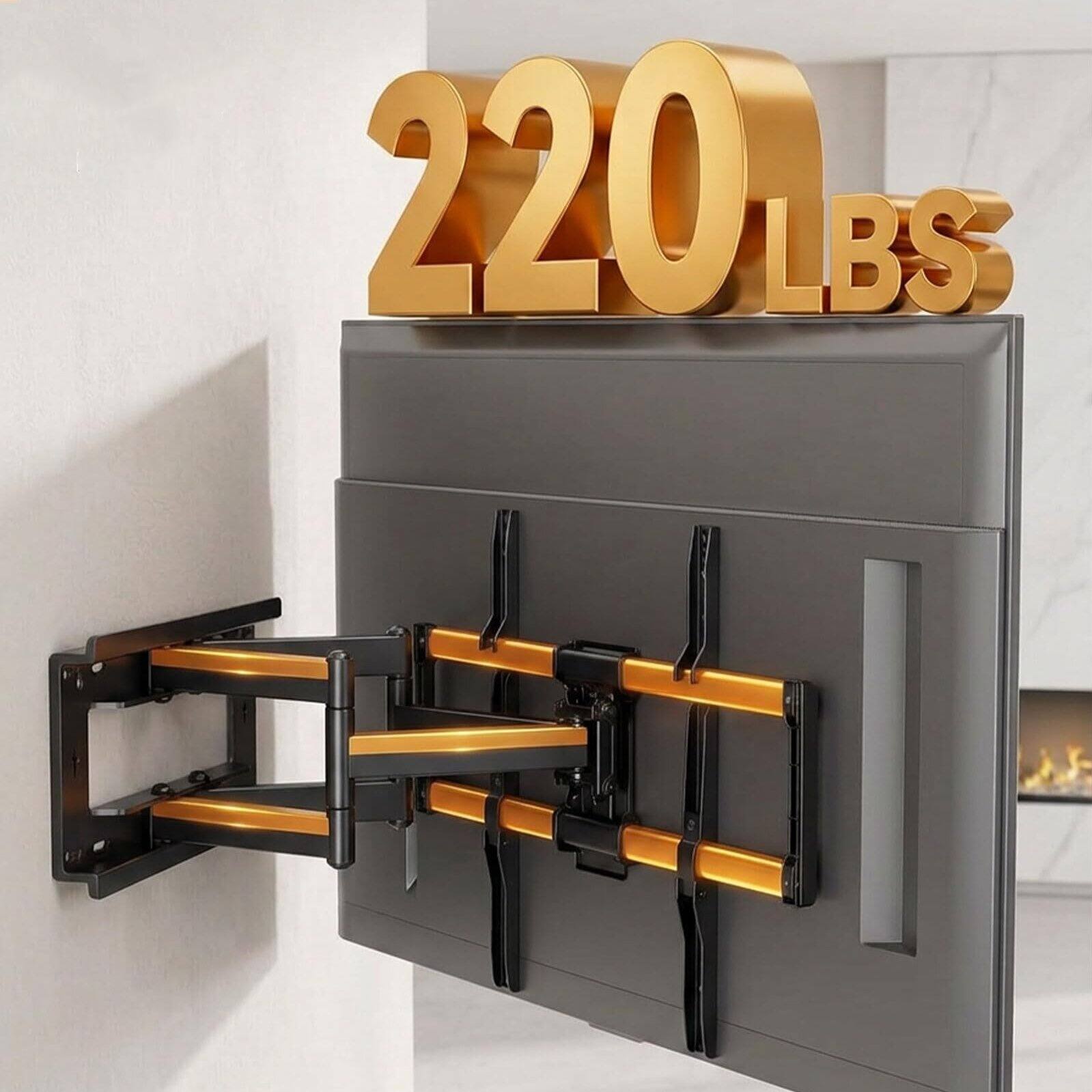Alt View 3. Dazzed Corner - Full Motion TV Wall Mount 55–110", Heavy Duty, VESA 1000x600 - Black.