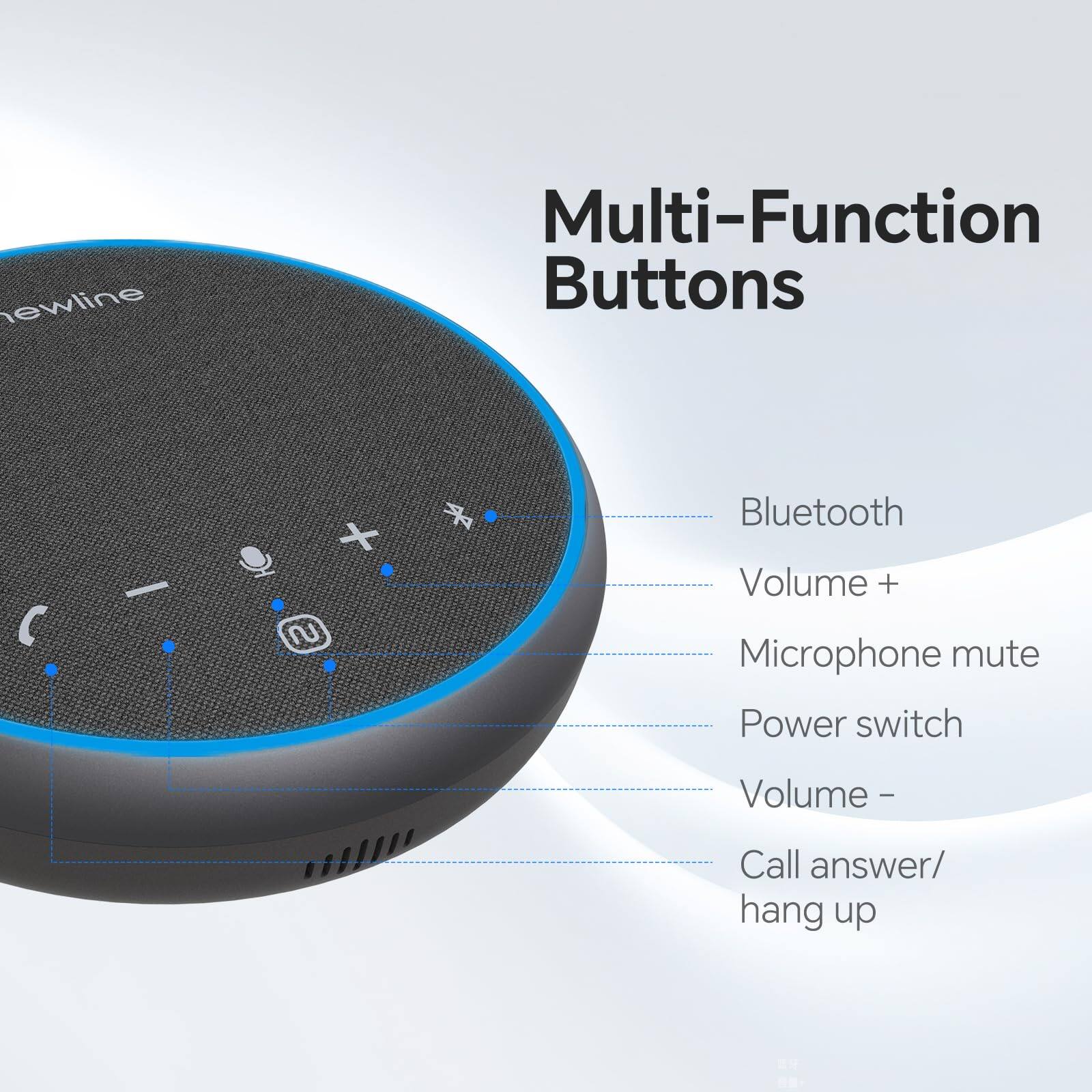 Multi-Function Buttons

- Bluetooth
- Volume +
- Microphone mute
- Power switch
- Volume -
- Call answer/ hang up