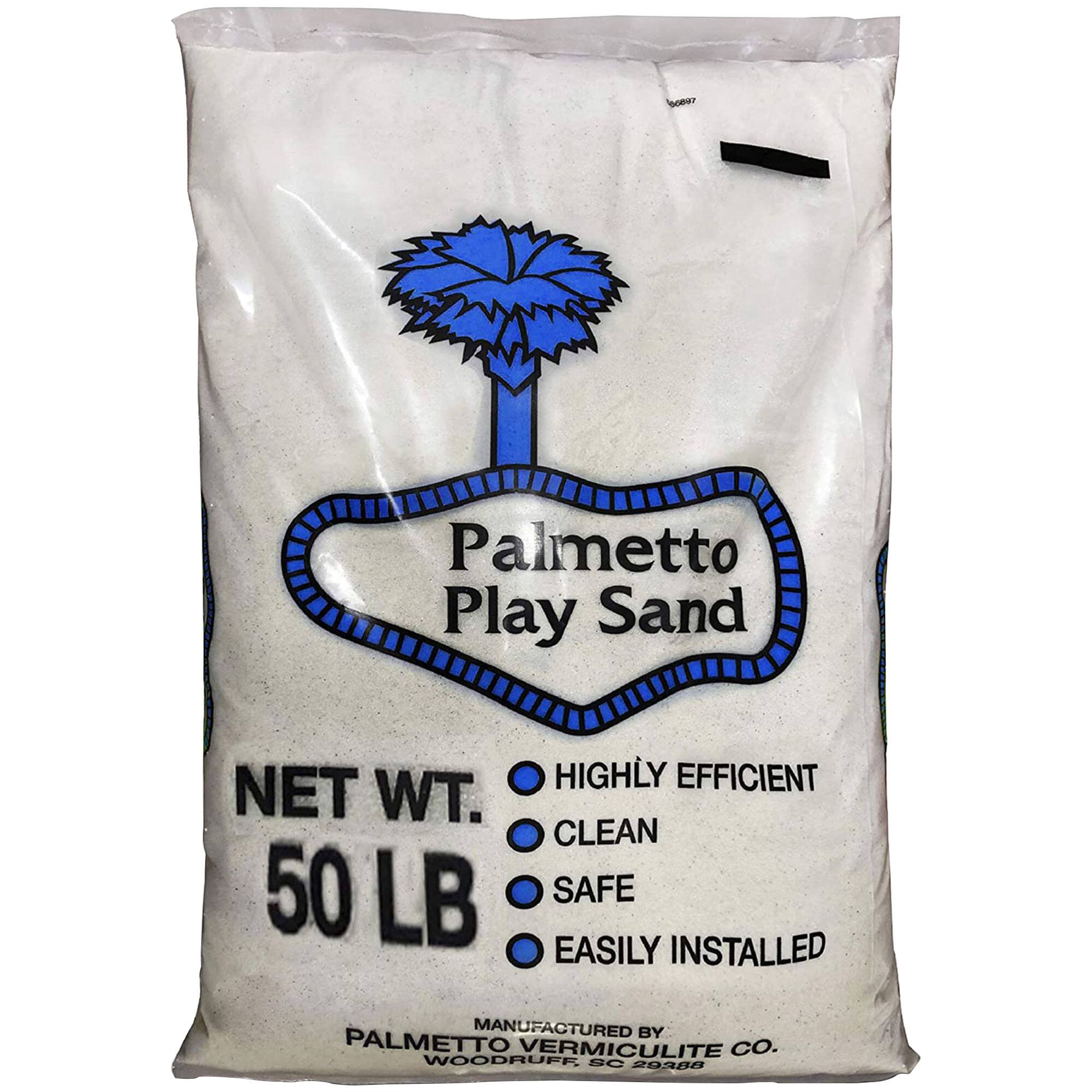Palmetto Play Sand  
NET WT. 50 LB  
HIGHLY EFFICIENT  
CLEAN  
SAFE  
EASILY INSTALLED  
MANUFACTURED BY  
PALMETTO VERMICULITE CO.  
WOODRUFF, SC 29688