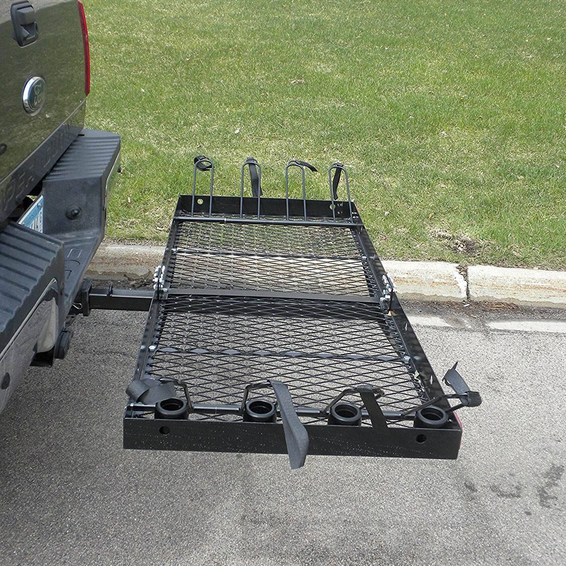 Alt View 5. Tow Tuff - Tow Tuff 62 Inch Steel Cargo Carrier and Bike Rack, Fits All 2 Inch Receivers - Black.
