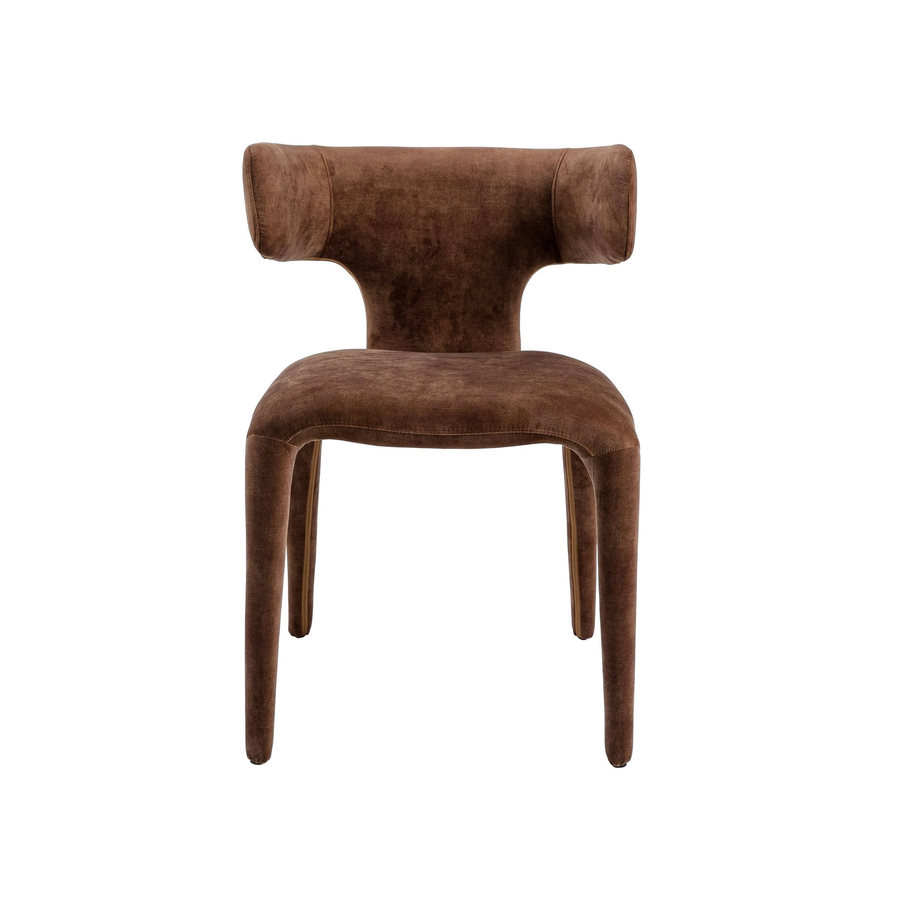 Angle. Manhattan Lane - Cid Eve 21 Inch Dining Chair, Curved Wingback,  Textured Polyester - Brown.