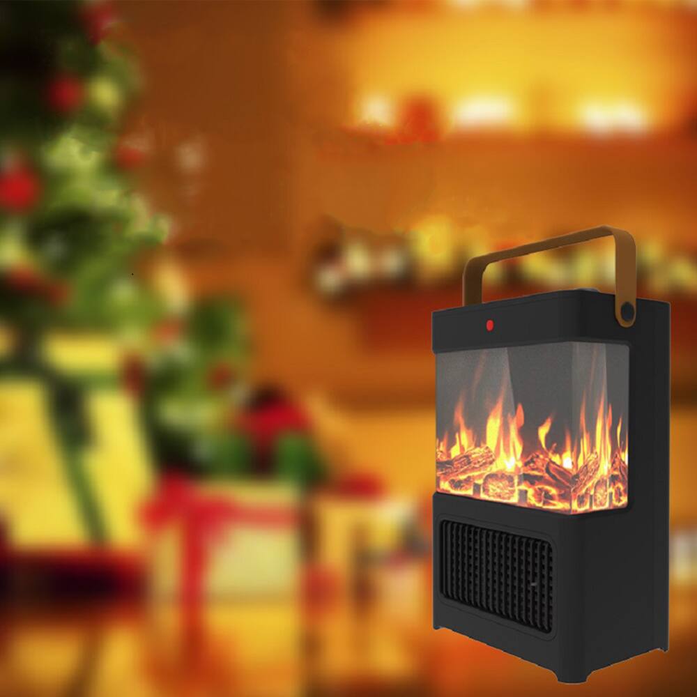 Angle. Tiramisubest - Electric Portable Fireplace Heater for Indoor,1500W Space Heater Fireplace with 3D LED Flame,Double Safety Protection - Black.