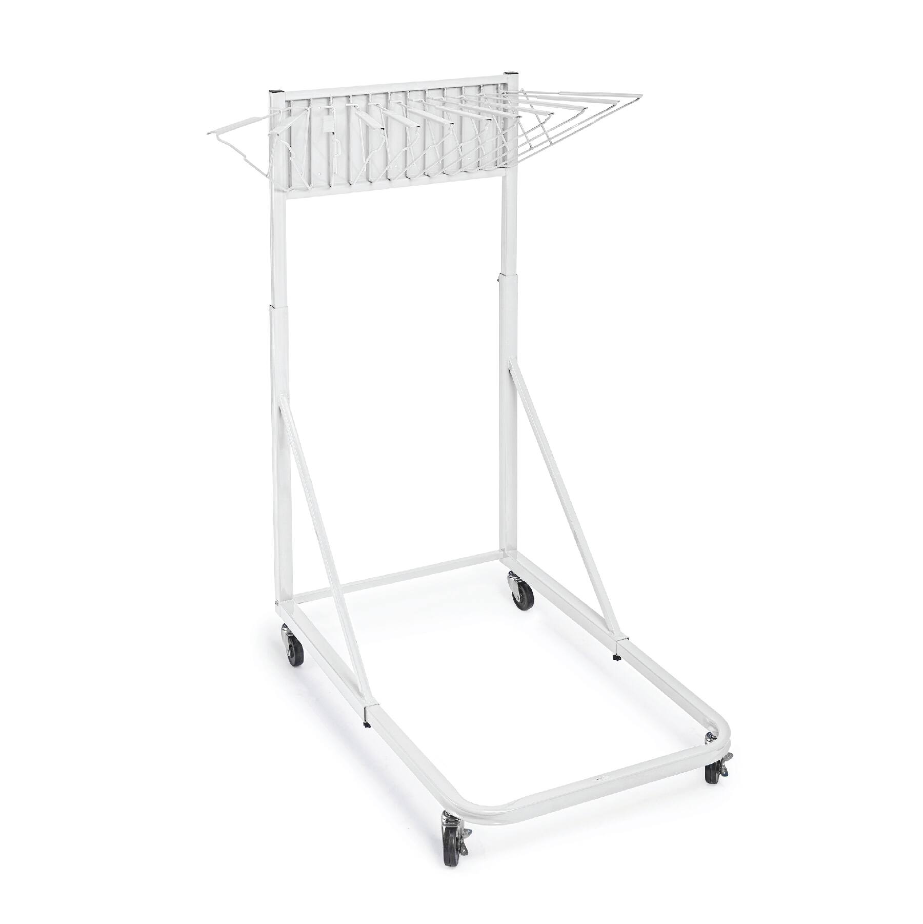Angle. AdirOffice - Steel Portable Hanging File Cart Mobile Blueprint Storage Rack - White.