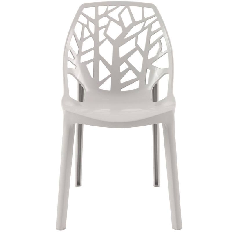 Left. LeisureMod - Cornelia Modern Stackable Accent Dining Chair with Cut Out Backrest Design for Dining Rooms or Patios - Solid Grey.
