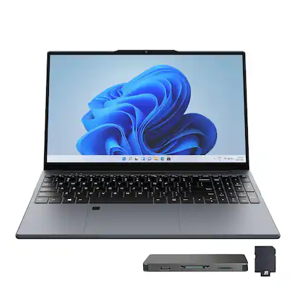 Front. Hotface - Hotface 15.6" FHD IPS Laptop,Intel Processor N95,16GB RAM,1TB SSD+1TB Dock Set,Intel UHD Graphics,Win 11 Pro,Gray - Gray.
