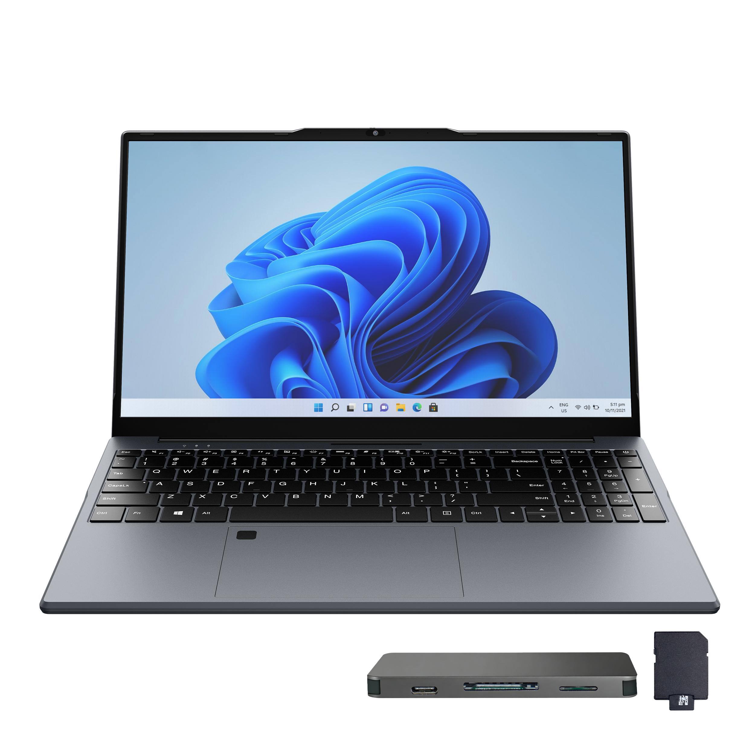 Front. Hotface - Hotface 15.6" Full HD IPS Laptop,Intel Processor N95,16GB RAM,1TB SSD+160GB Dock Set,Intel UHD Graphics,Win 11 Pro,Gray - Gray.
