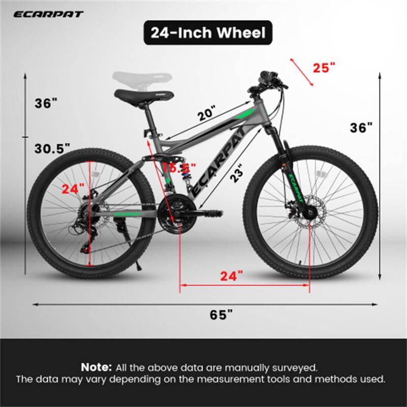 ECARPAT 24-Inch Wheel  
- 25"  
- 36"  
- 30.5"  
- 24"  
- 15.5"  
- 20"  
- 23"  
- 36"  
- 65"  

Note: All the above data are manually surveyed. The data may vary depending on the measurement tools and methods used.