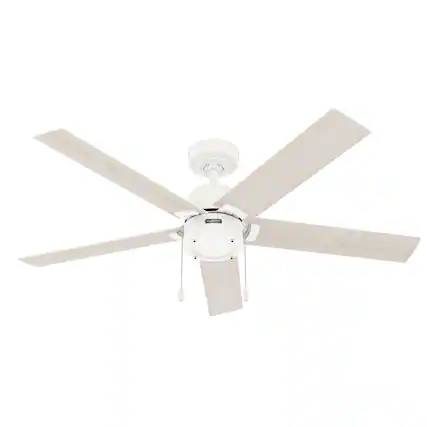 Front. Hunter - Hunter 52 in. Matte White LED Indoor Ceiling Fan.