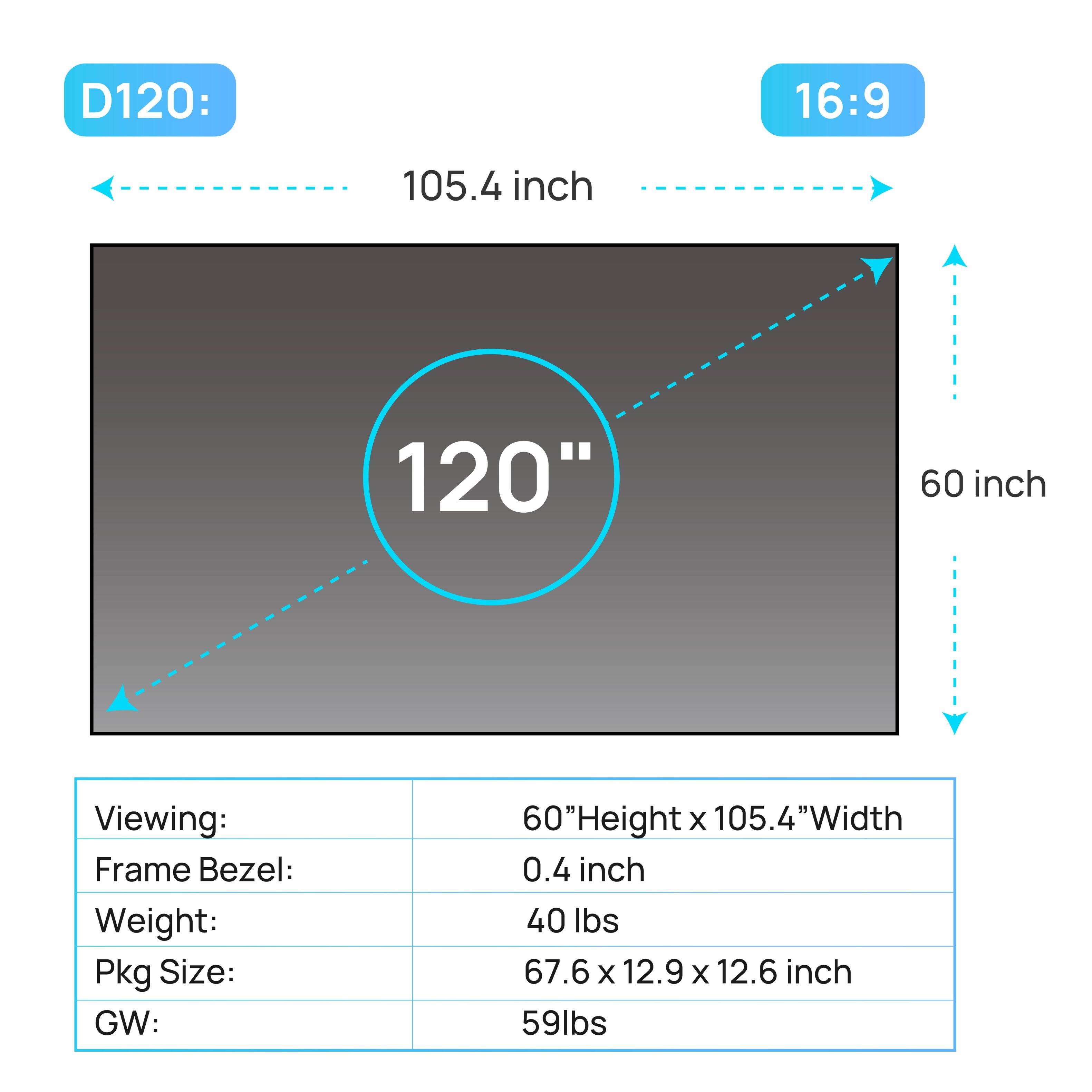 Alt View 20. AWOL Vision - ALR D-120 120" Ambient Light Rejection (ALR) Daylight Fixed Frame Ultra Short Throw (UST) Projector Screen,4K/8K 3D - Gray.