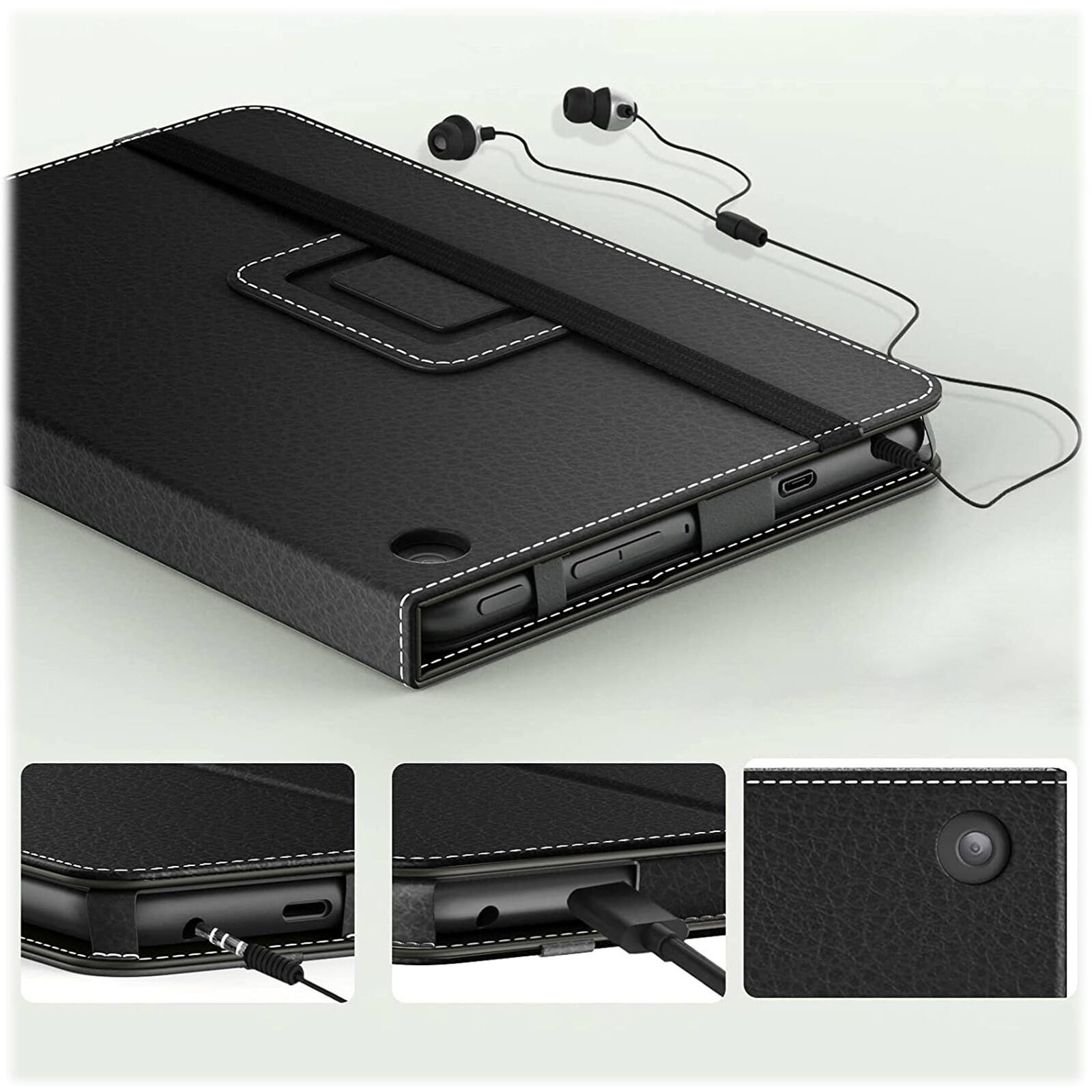 Alt View 15. SaharaCase - Hand Strap Series Folio Case for Amazon Fire 7 (2022) - Black.