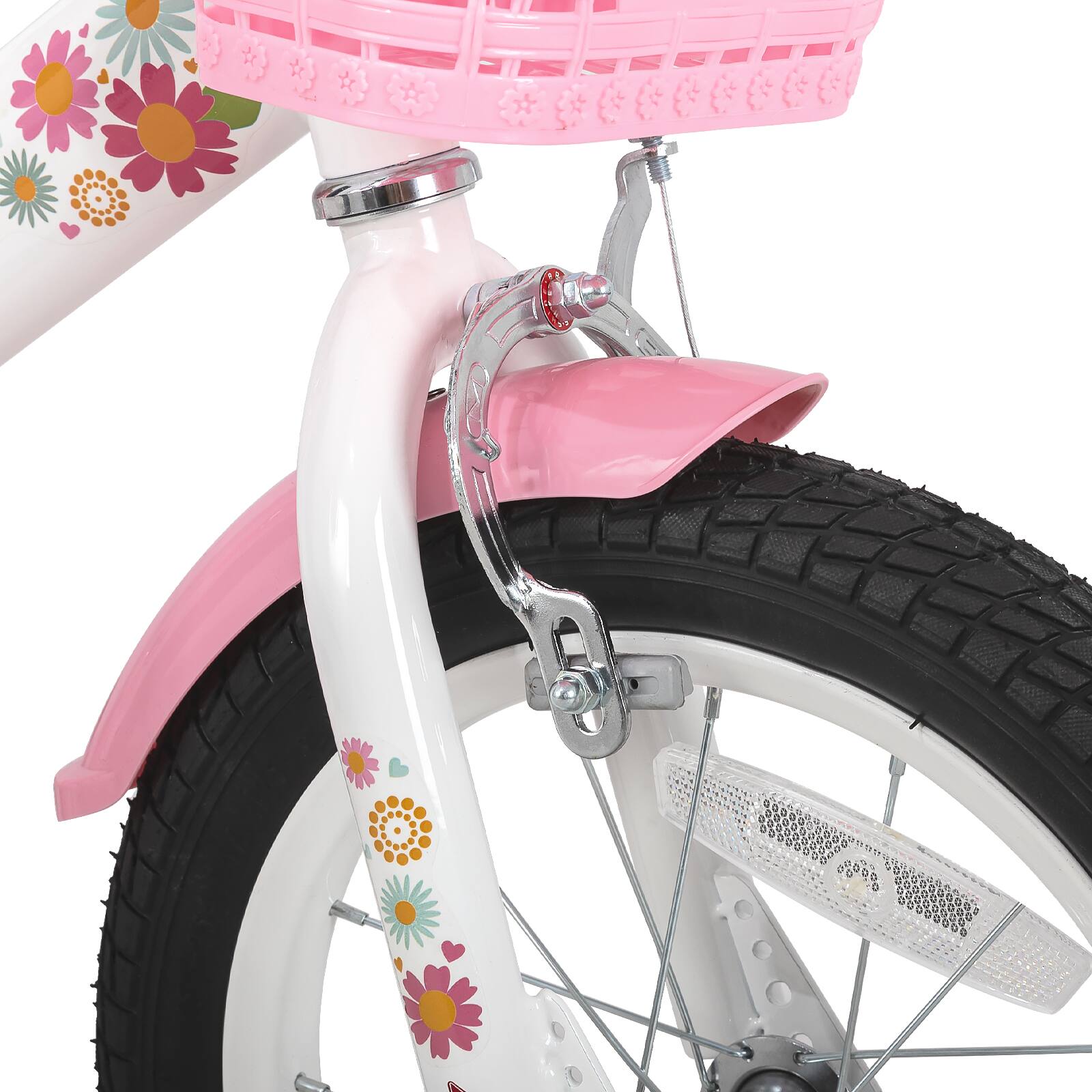 Alt View 4. JOYSTAR - JOYSTAR Little Daisy Kids Bike for Girls Boys Ages 4-7, Children's Bicycle with Doll Seat & Streamers, 16" Pink White - White.