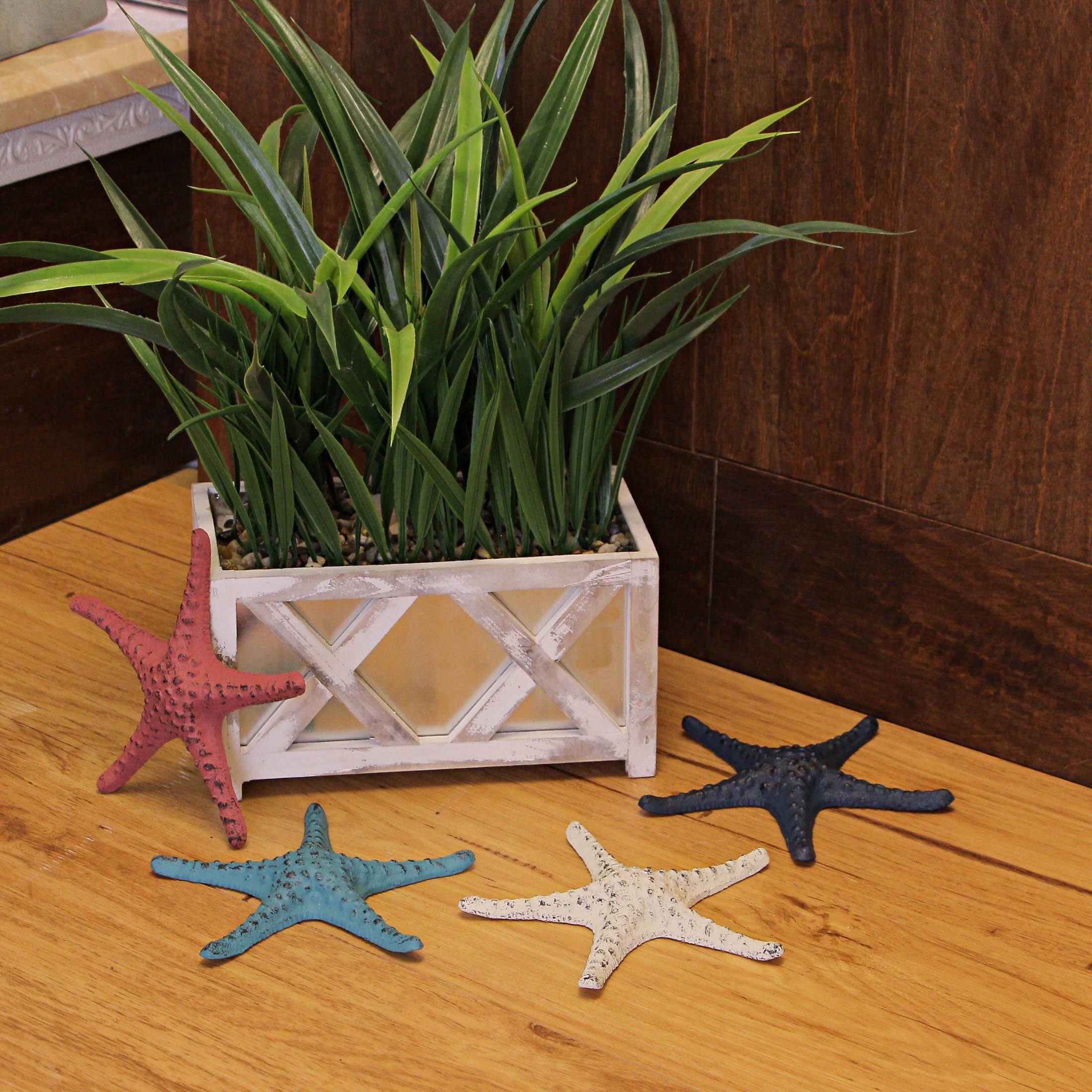 Alt View 3. J.D. Yeatts - Set of 4 Cast Iron Starfish Home Decor Sea Sculpture Coastal Table Decorations - Multicolored.