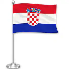 G128 - Croatia Desk Flag Set, 8.5 x 5.5 in Flag with 15 in Metal Pole and Base - Assorted Colors