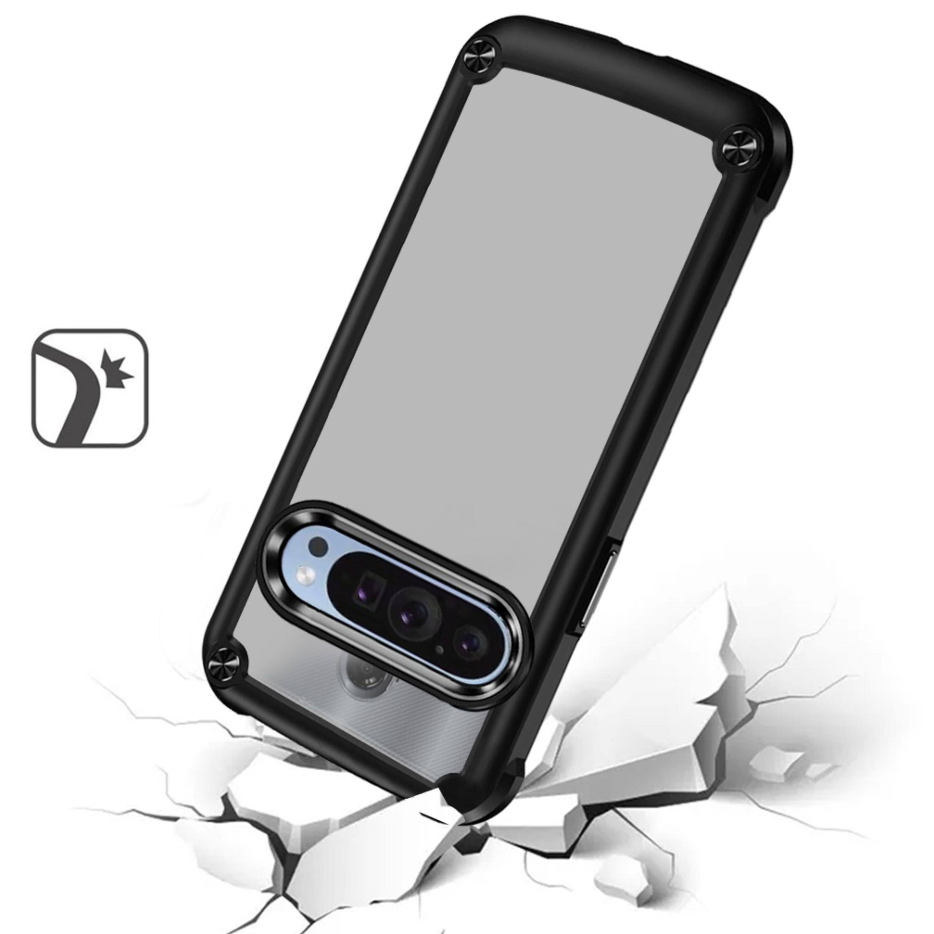 Left. Kitcheniva - Transparent Metal Button Shield Case For Google Pixel 9 Pro XL Black - Black.