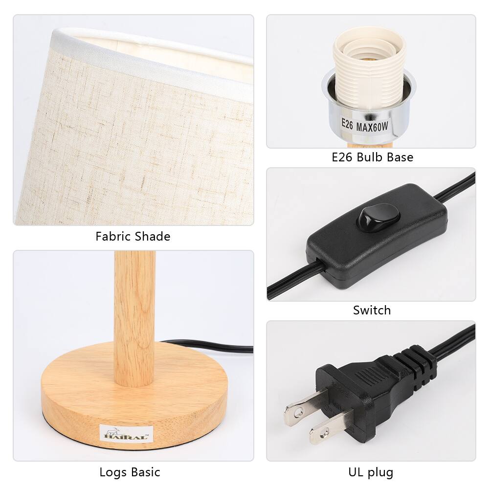 - Fabric Shade
- E26 Bulb Base
- Logs Basic
- Switch
- UL plug