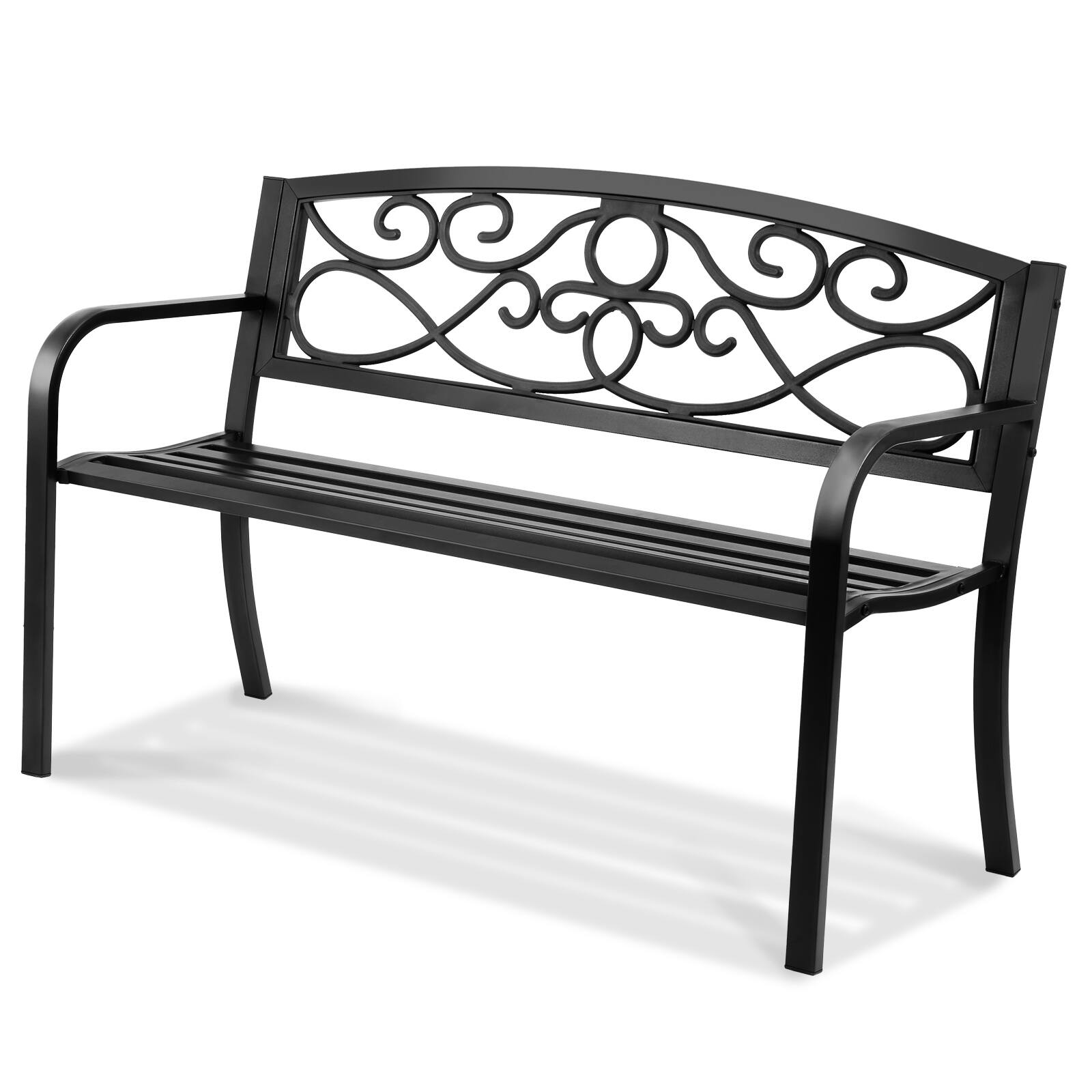 Alt View 5. VEVOR - Outdoor Bench, 50 inches Metal Garden Bench for Outdoors, 550 lbs Load Capacity Bench, Outdoor Garden Park Bench - Black.