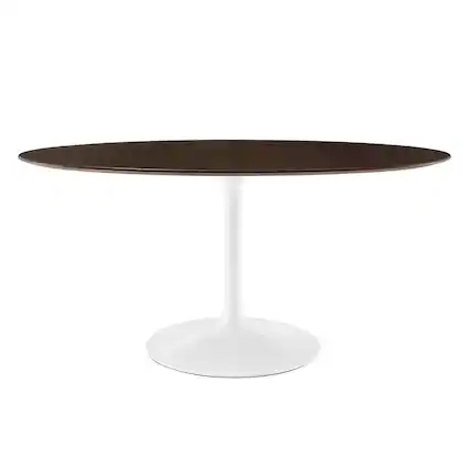 Front. Modway - Lippa 60" Oval Cherry Walnut Wood Dining Table - Brown.