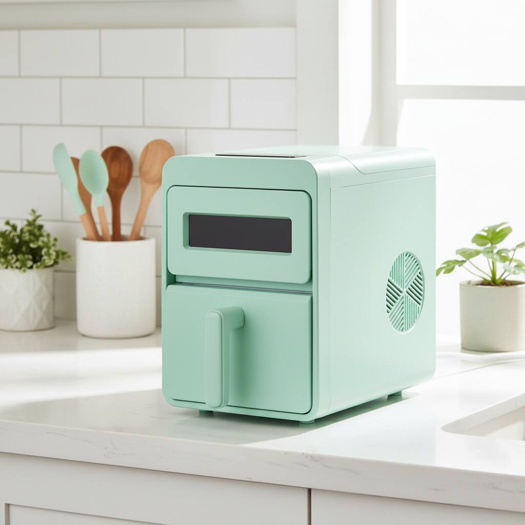 Alt View 4. Forest'nSky - Automatic Ice Maker - 50 lb/day, 6-8 Min Ice, Self-Clean, BPA-Free PVC Tray & Coffee Cubes,Green - Green.