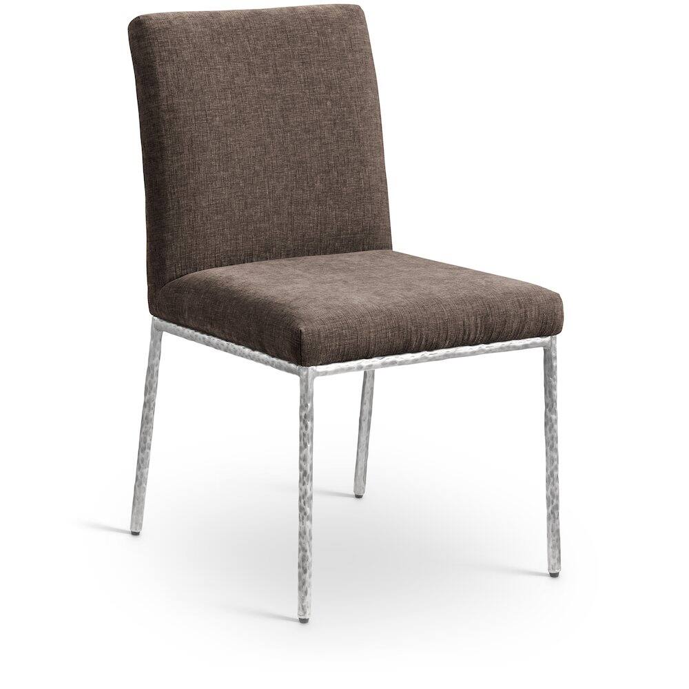 Alt View 1. Meridian Furniture - Reeves Brown Chenille Fabric Upholstered Dining Side Chair, Set of 2 - Silver.