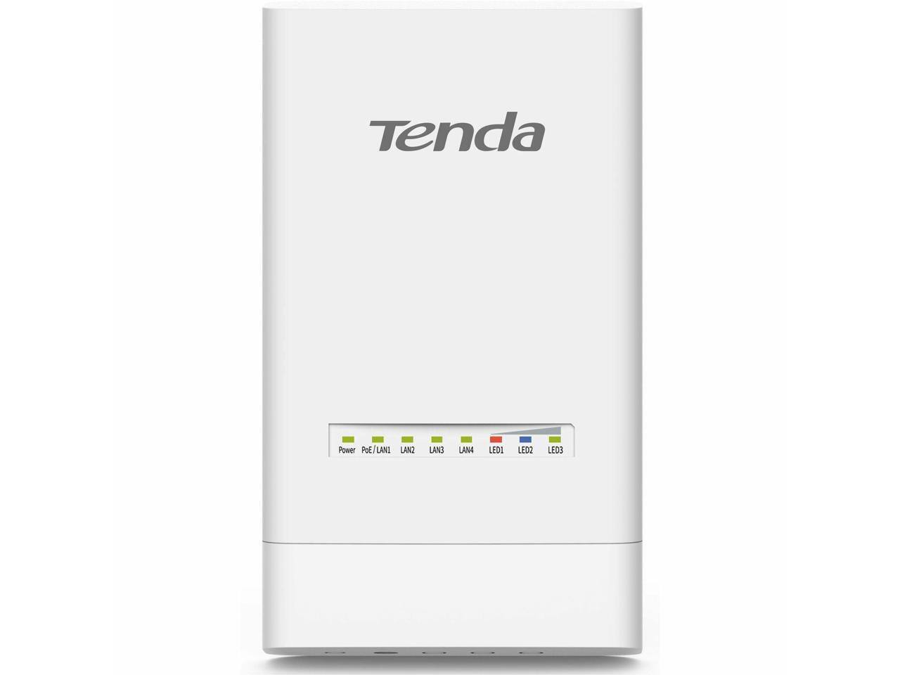 Tenda Power PoE/LAN1 LAN2 LAN3 LAN4 LED1 LED2 LED3