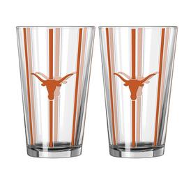 Logo Brands - Texas Longhorns Two-Piece 16oz. Striped Pint Glass Set - Multicolor