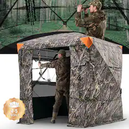 VEVOR - Hunting Blind, 4-5 Person See Through Ground Blinds with Carrying Bag, 270 Degree Portable Camouflage Tent - camouflage color