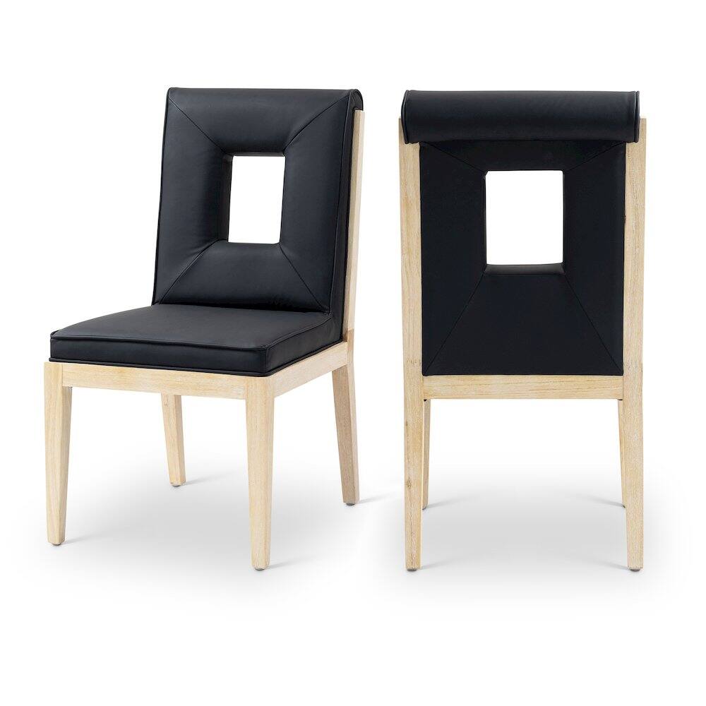 Meridian Furniture - Gwendolyn Vegan Leather Dining Side Chair, Set of 2 - Black