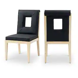 Meridian Furniture - Gwendolyn Vegan Leather Dining Side Chair, Set of 2 - Black