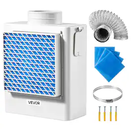 VEVOR - 3-in-1 Indoor Dryer Vent Kit,Premium ABS Material Fits 4 inch Exhaust Port, Smart Overheating Reminder Exhaust Hood - White
