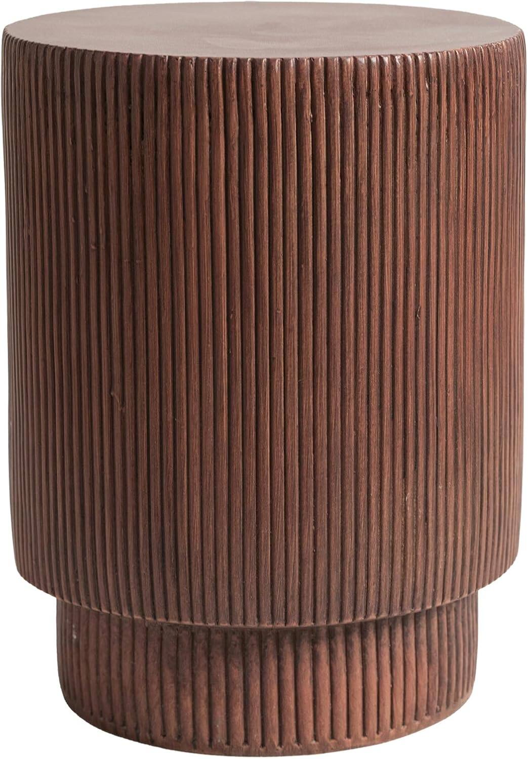 Front. LeisureMod - Eden Modern Stone Top Round Side Table, Indoor/Outdoor Weather Resistant Accent Table, Fully Assembled - Light Grey.