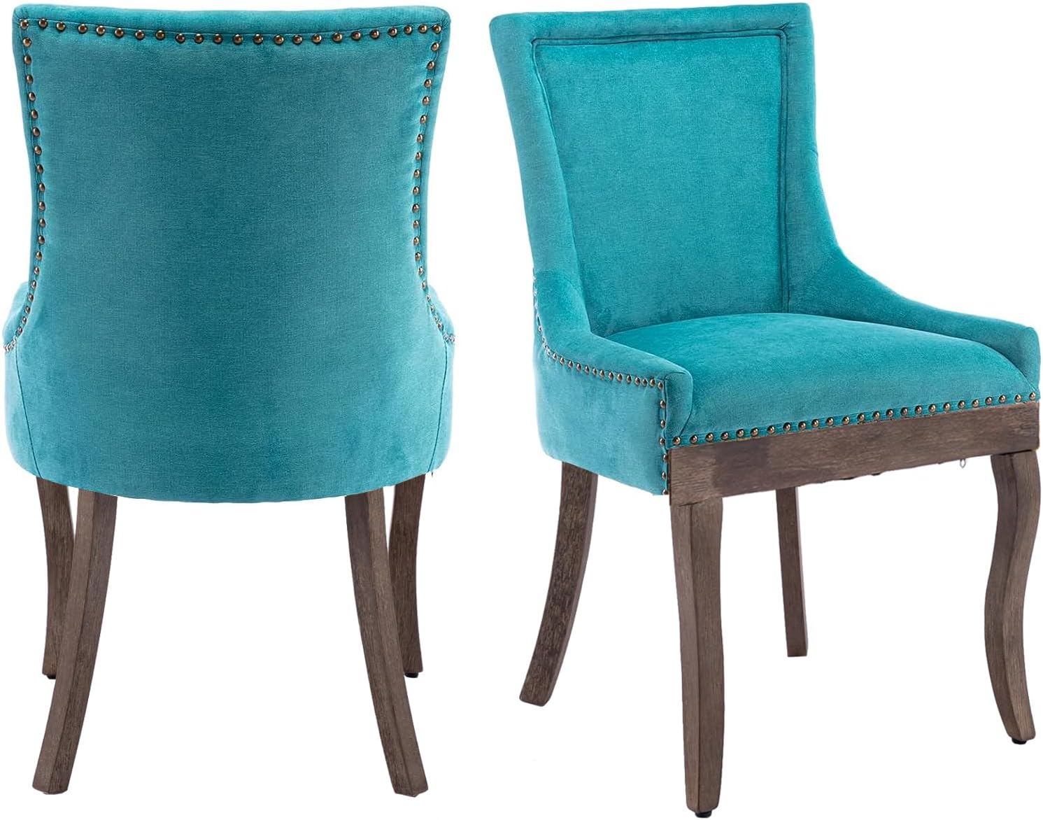 Alt View 1. Trinkets Crazed -  Upholstered Side Chairs Set of 2, Solid Wood Kitchen Dining Room Chairs with Nailheads Legs - blue.